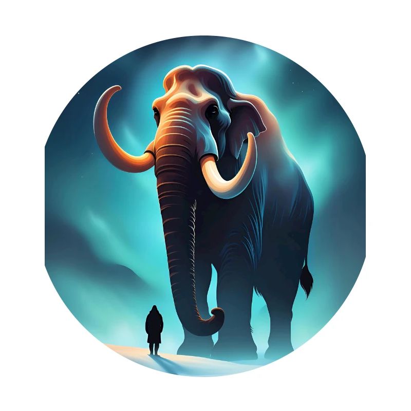 Cooles Mammut und ein Mensch