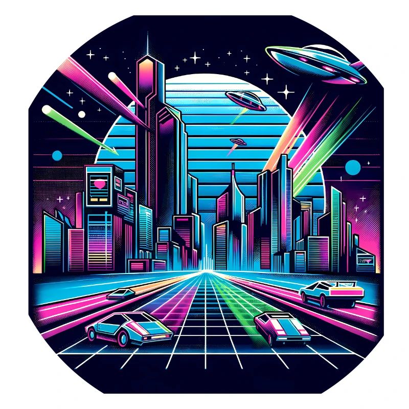 Synthwave City with UFOs