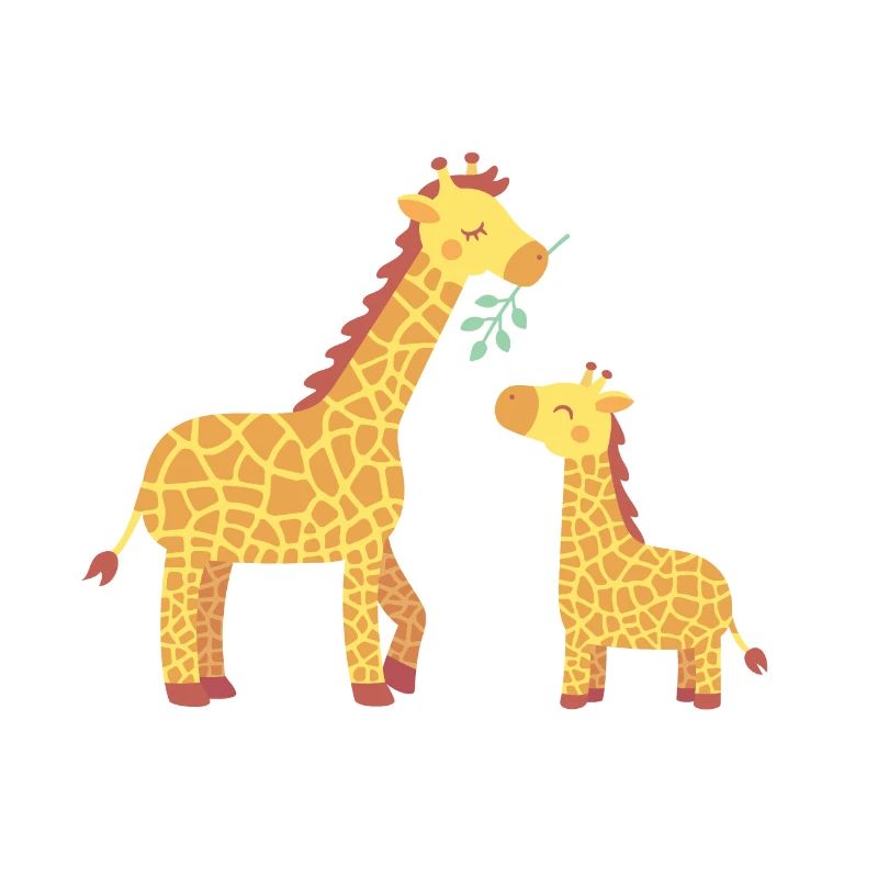 Nette Giraffenmutter und Babykalb