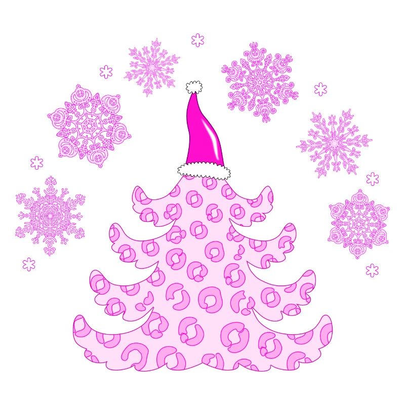 Fir tree in leopard print with Santa hat