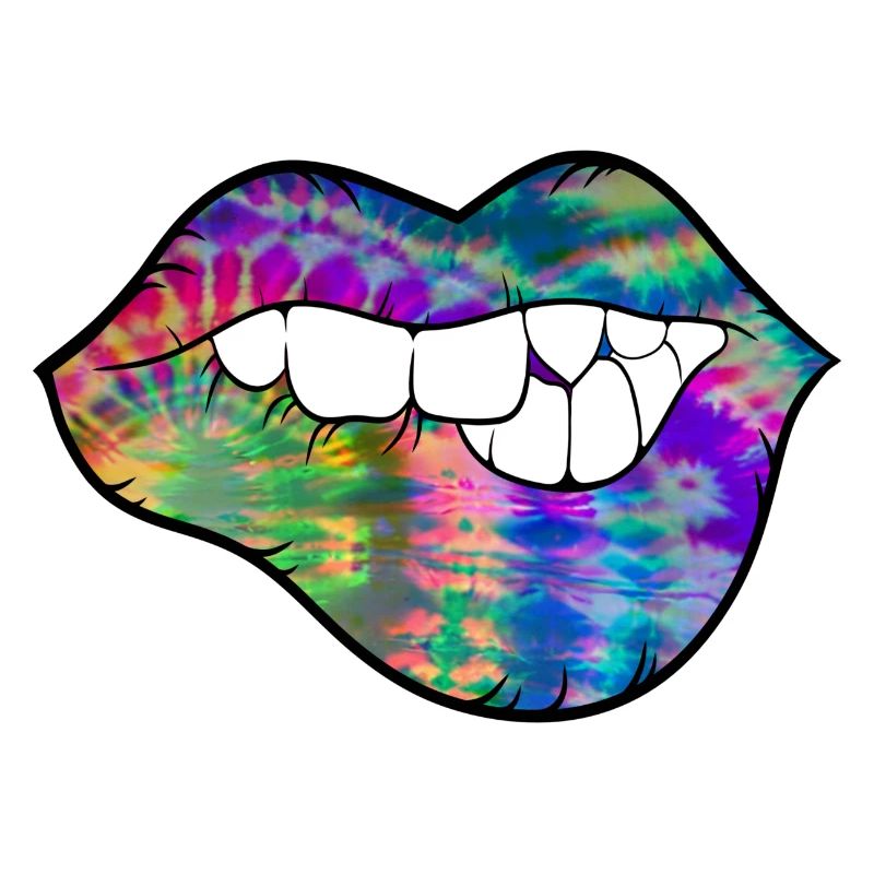 groovy tie dye biting lip