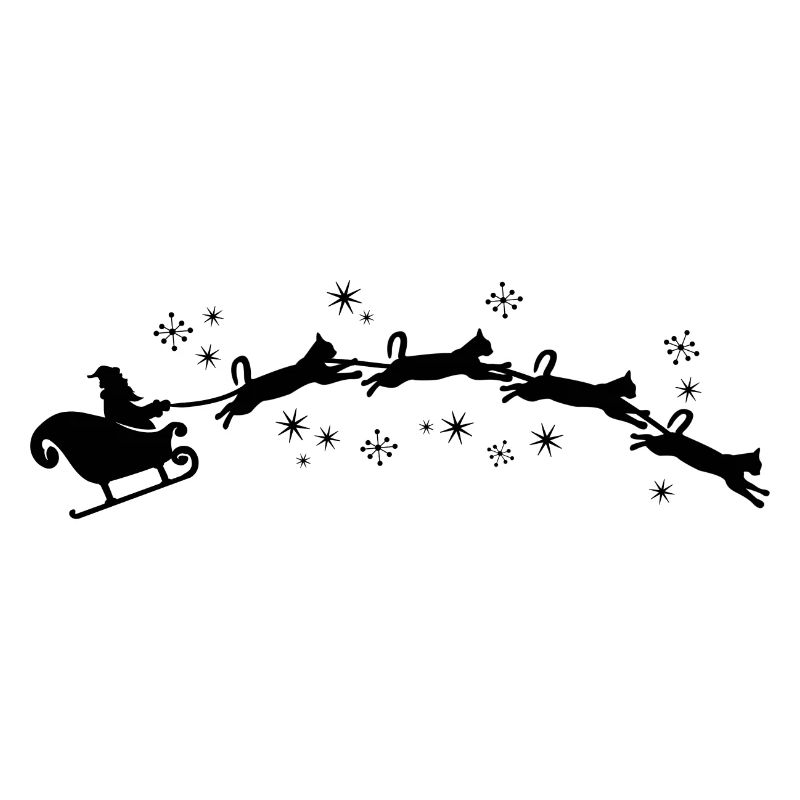 Santa's sleigh pulled by cats