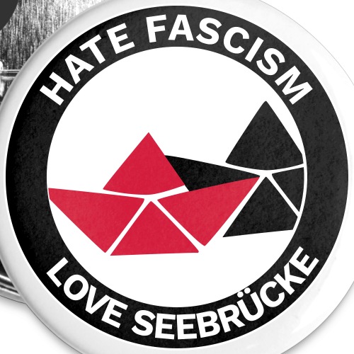 Hate Fascism Love Seebrücke - Buttons groß 56 mm (5er Pack)