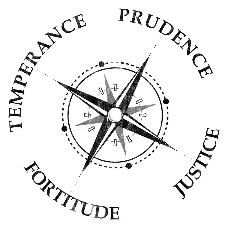Vintage Cardinal Virtues Compass Cardinal Virtues