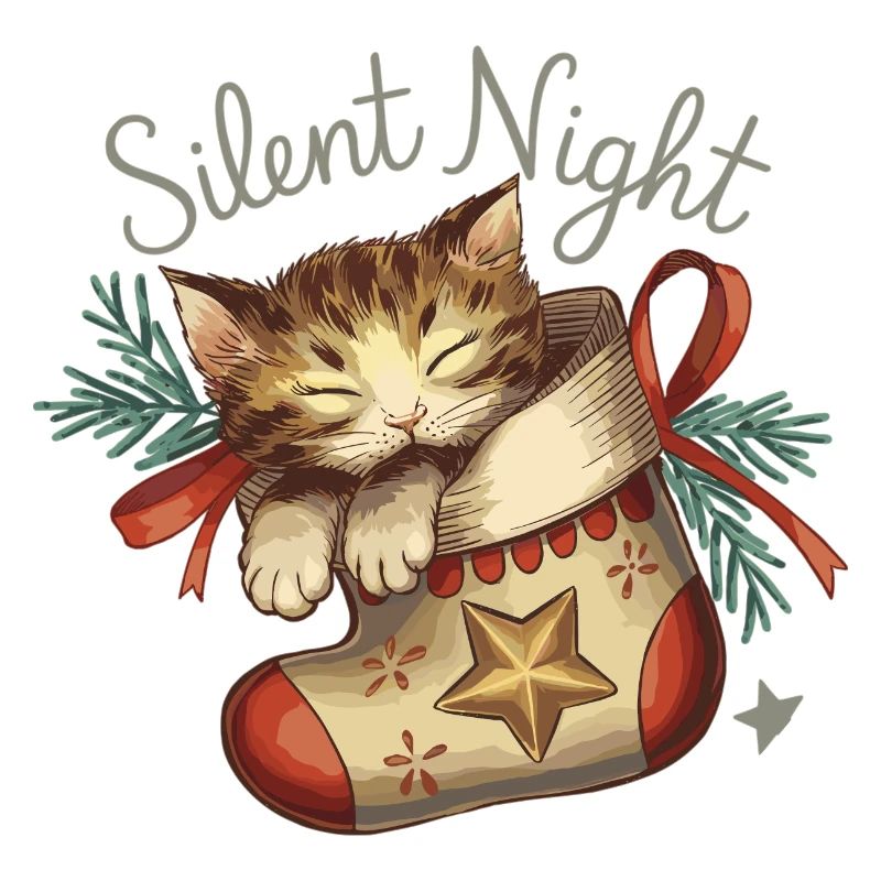 Douce nuit – Chaton en bas de Noël