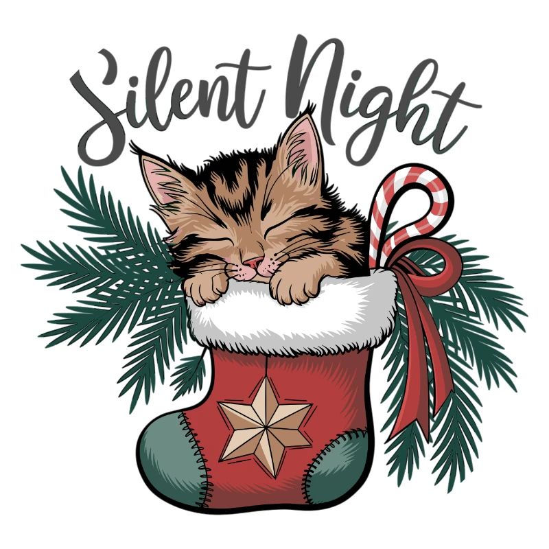 Douce nuit – Chaton en bas de Noël