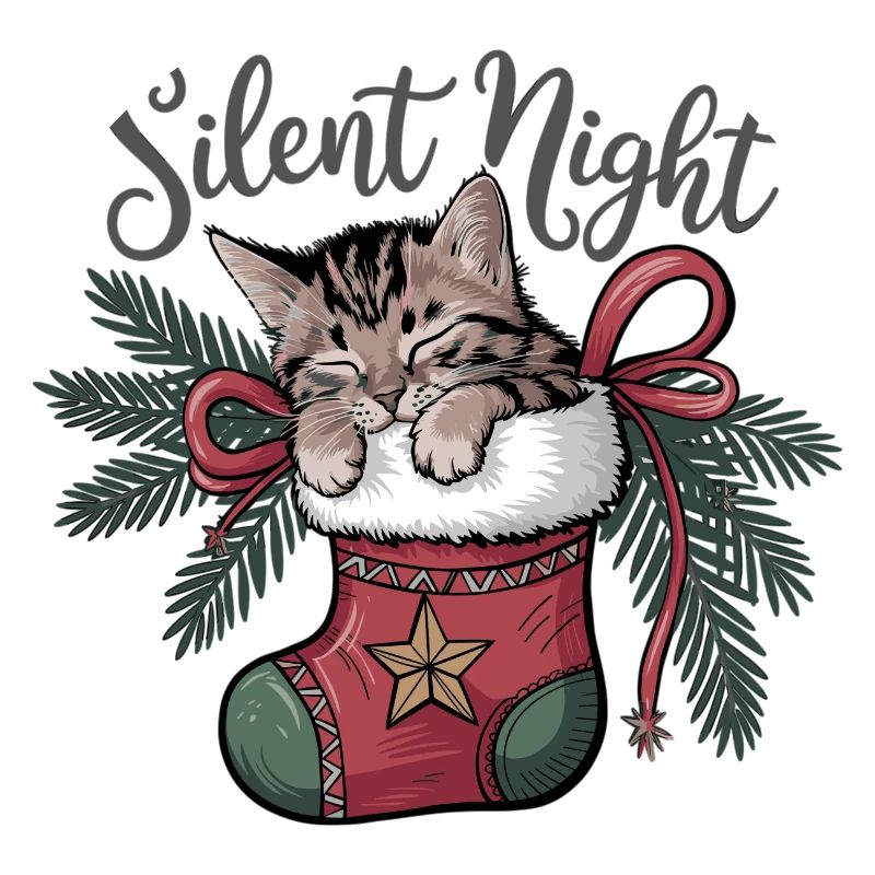 Douce nuit – Chaton en bas de Noël
