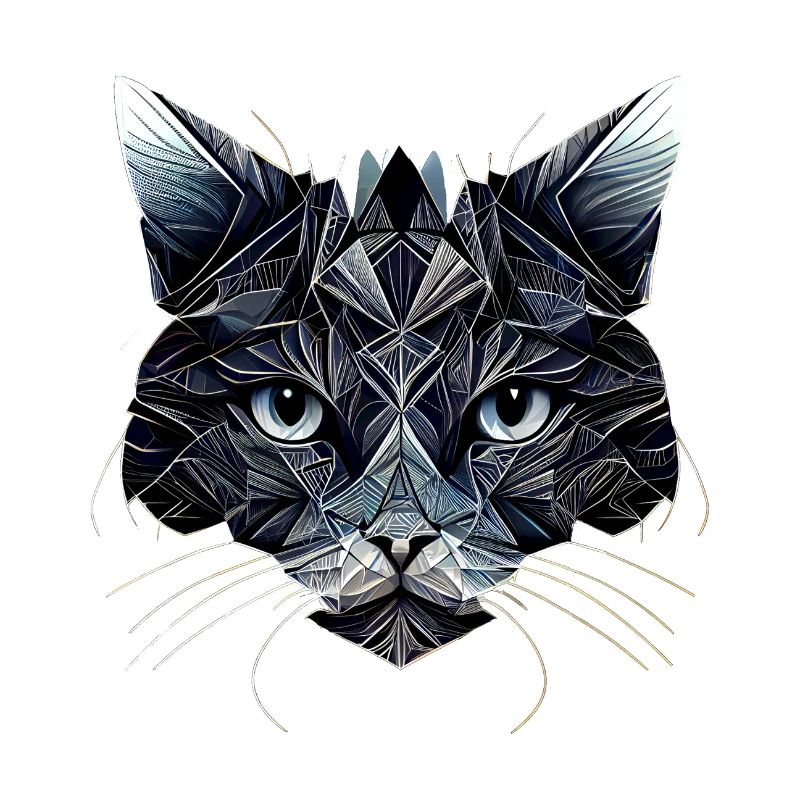 Black cat face with geometric patterns