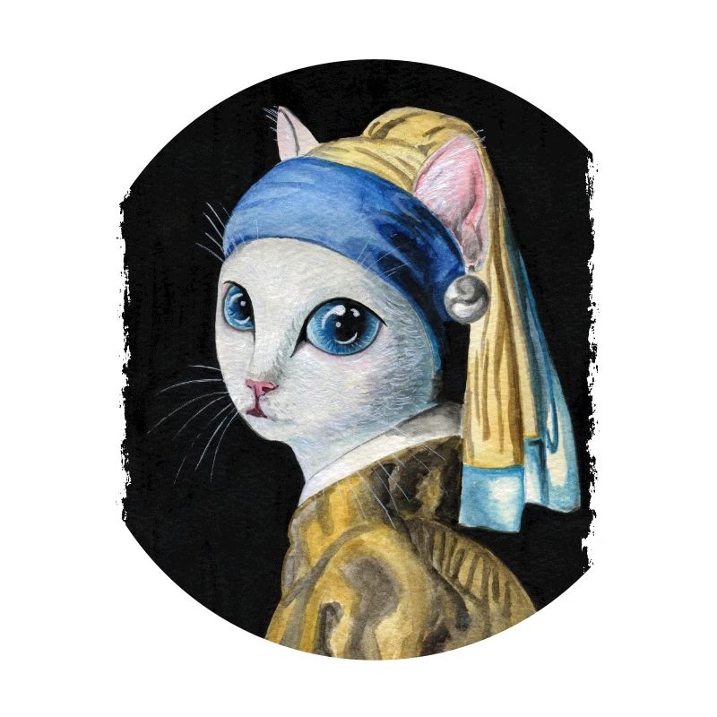 Chat avec une boucle d'oreille perle