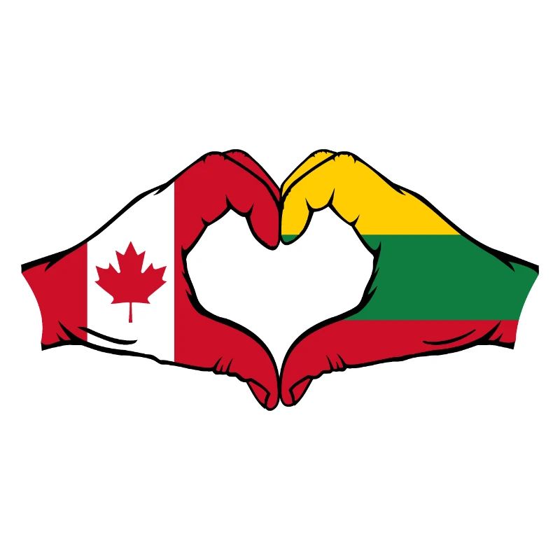Canada Lithuania Heart Shape with Hands
