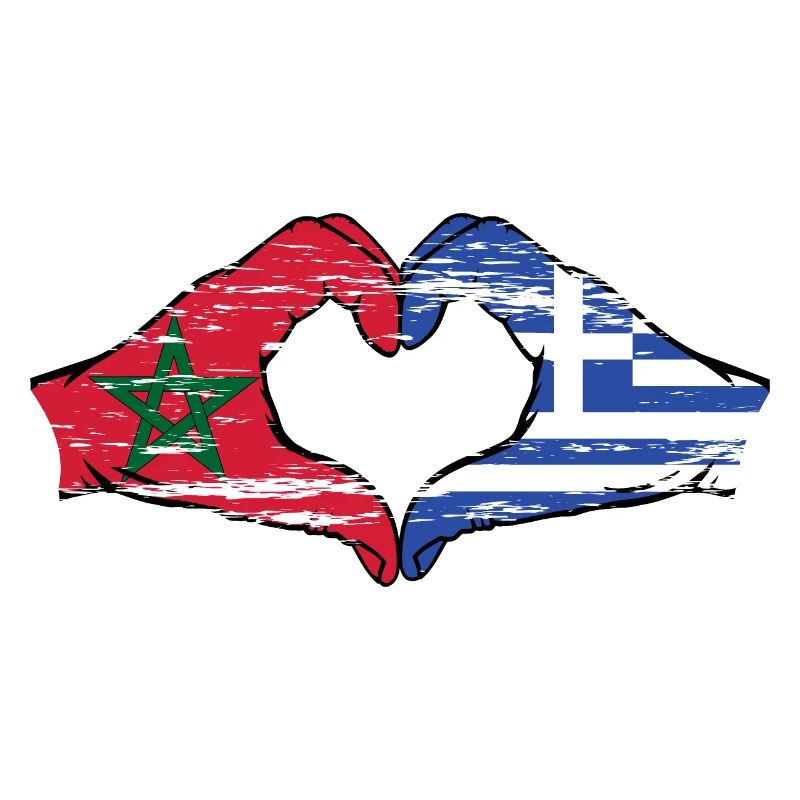 Drapeau du Maroc Grèce Mains Coeur Forme Utilisé