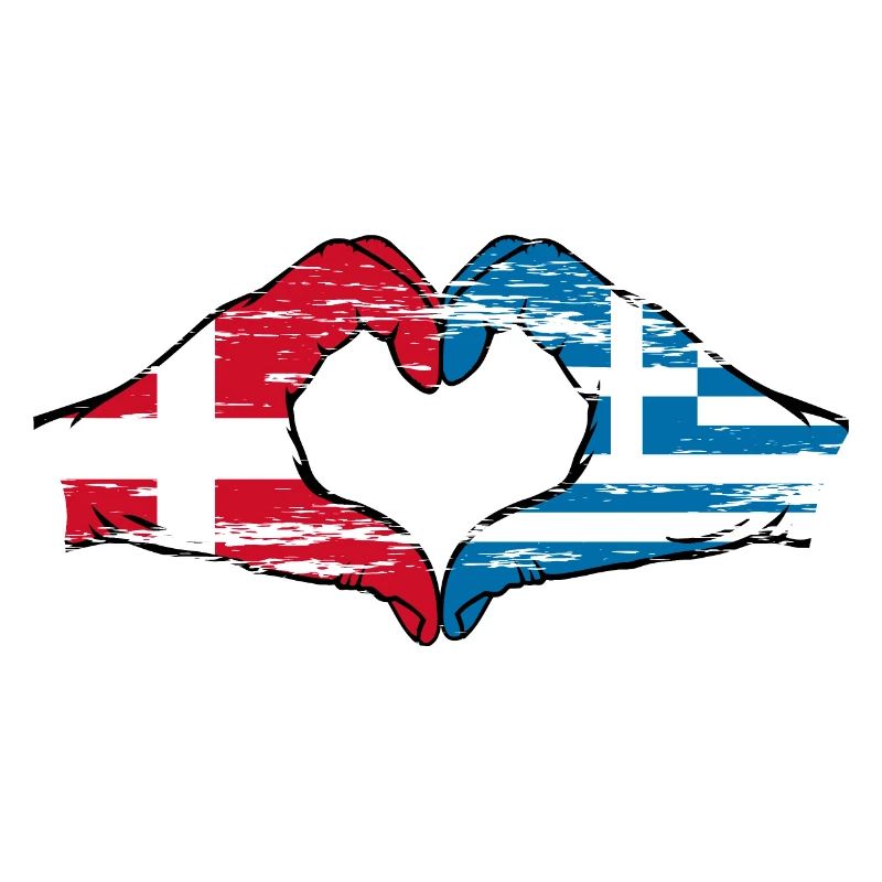 Danemark Grèce drapeau mains forme coeur utilisé