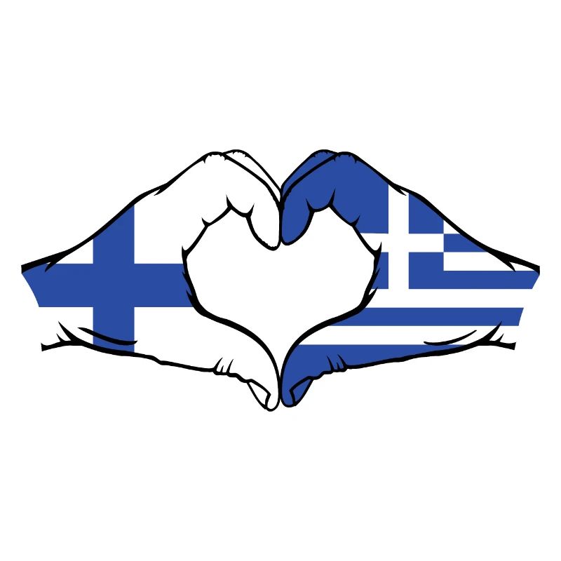 Finlande Grèce Drapeau Mains Coeur Forme