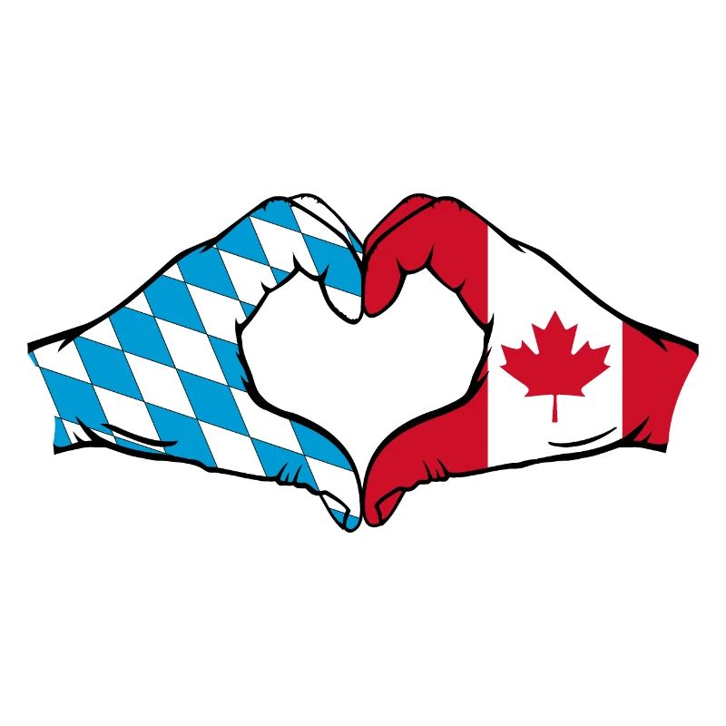 Mains du drapeau du Canada de la Bavière en forme de coeur