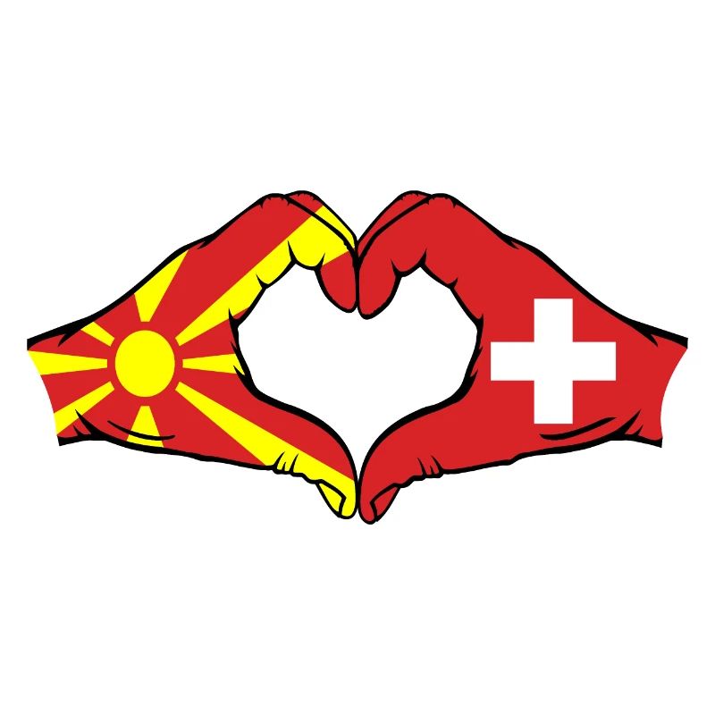 Macédoine Suisse Drapeau Mains Coeur Forme