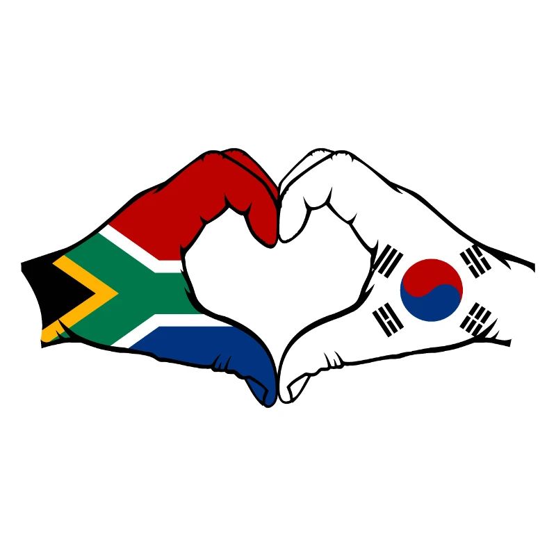 Afrique du Sud Corée du Sud Drapeau Mains Coeur Forme
