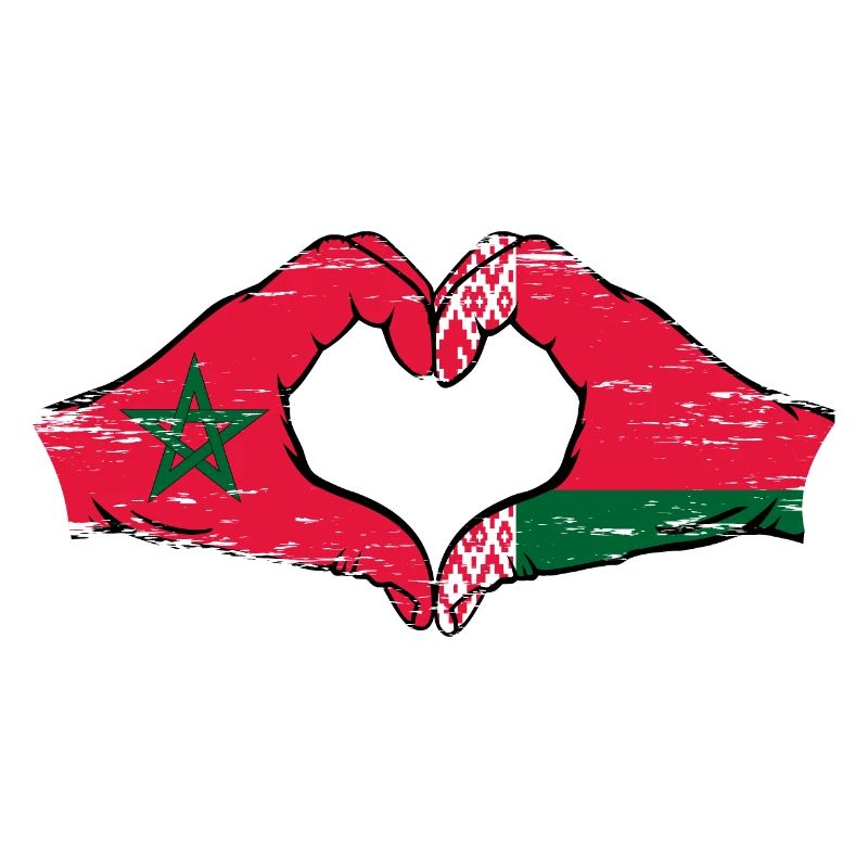 Maroc Biélorussie drapeau mains coeur utilisé