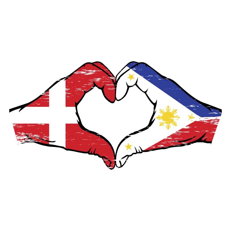 Danemark Drapeau philippin mains forme de coeur utilisé