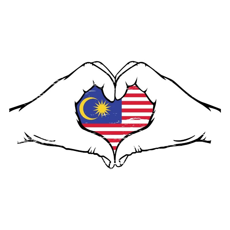 Drapeau de la Malaisie mains forme de coeur utilisé