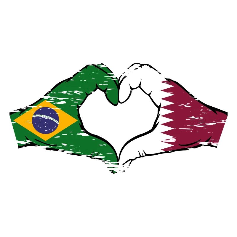 Brésil Qatar drapeau mains forme de coeur utilisé
