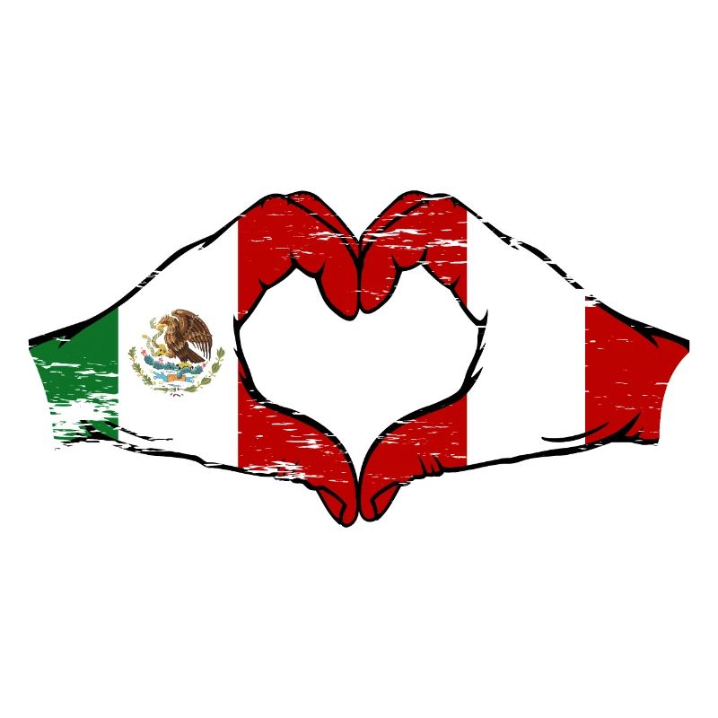 Mexico Peru Flag Hands Heart Shape Used