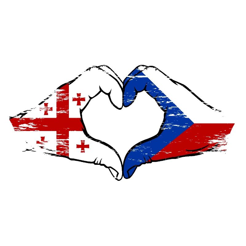 Géorgie République tchèque drapeau mains forme de coeur utilisé