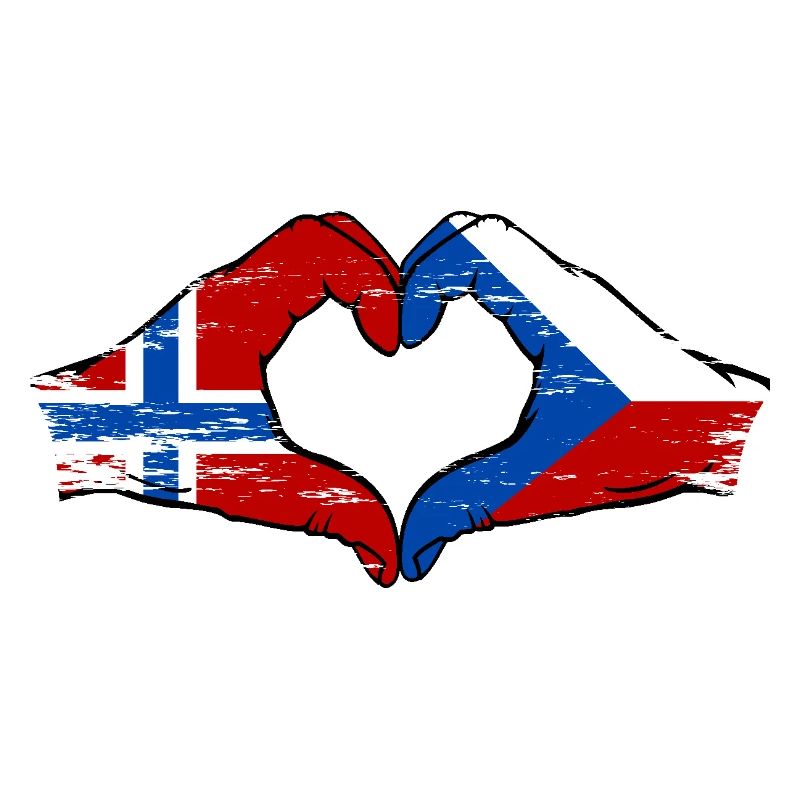 Norvège République tchèque drapeau mains forme de coeur utilisé