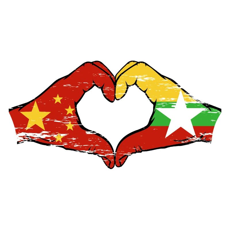Chine Myanmar drapeau mains forme de coeur utilisé