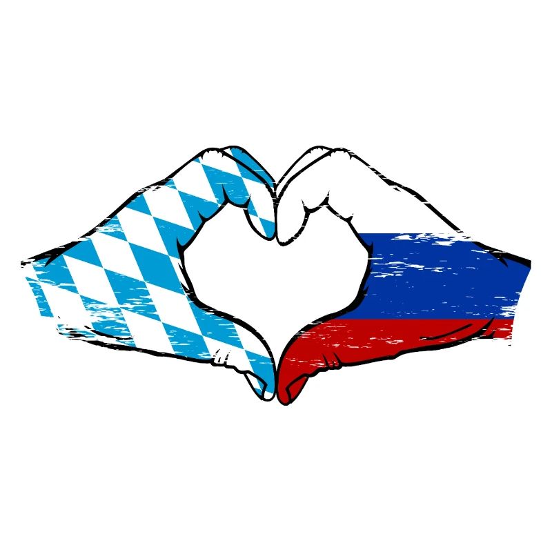 Bavière, Russie, Drapeau, Mains, Forme de coeur Utilisé