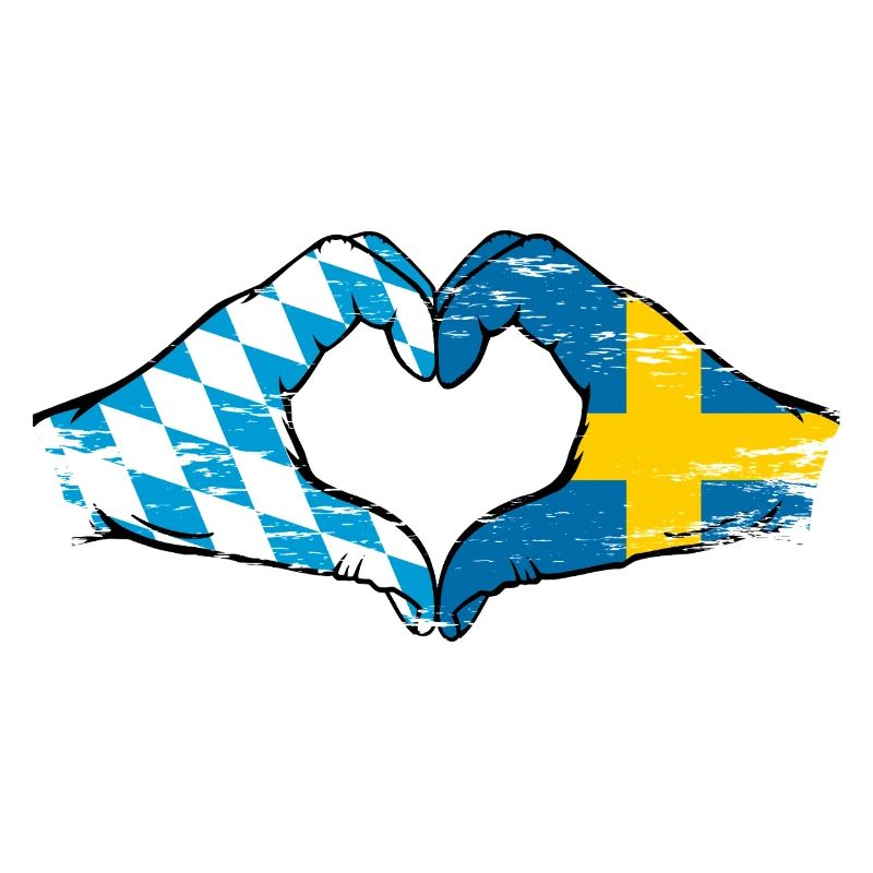 Bavière, Suède, Drapeau, Mains, Forme de coeur Utilisé