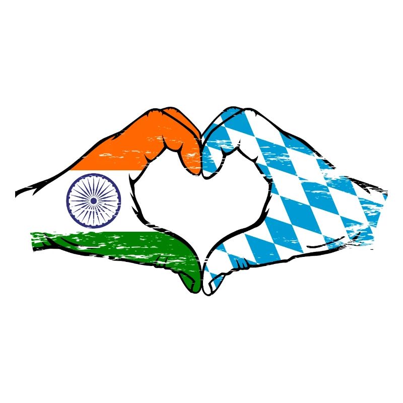 Inde Bavière drapeau mains coeur utilisé