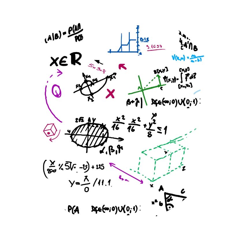 Math complexe tableau mathématique avec des formules
