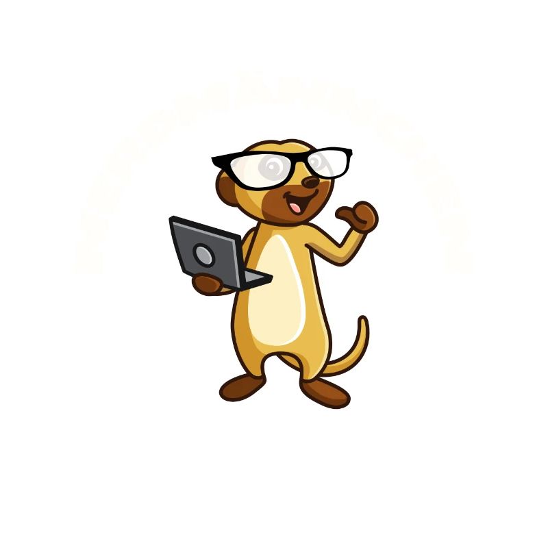 Nerd Erdmännchen mit Brille und Notebook Geschenk