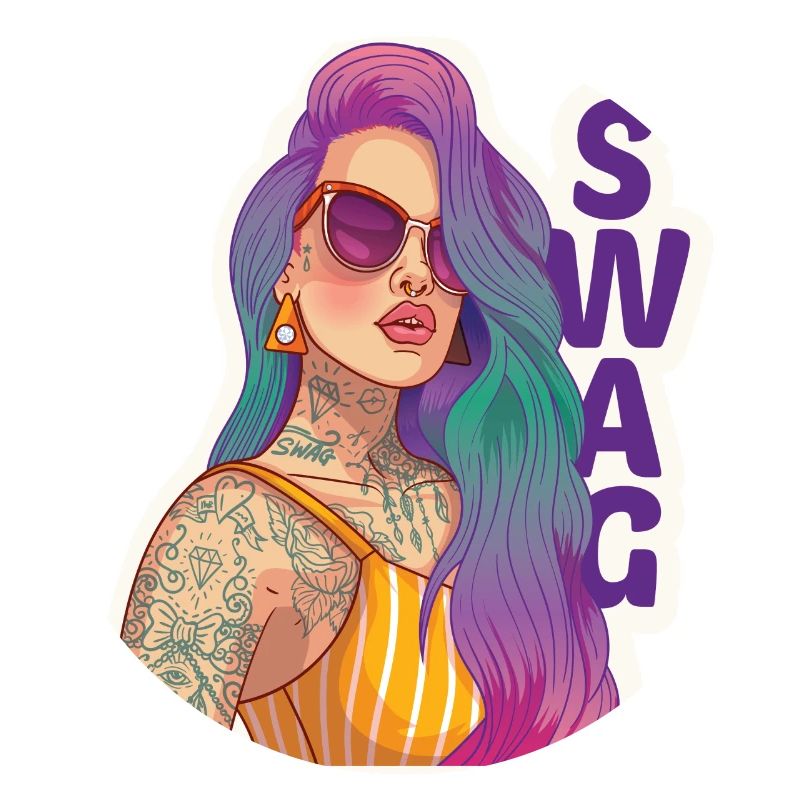 Swag Mädchen mit Piercing und Tattoo.