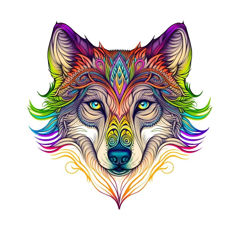 Regenbogen Geisterwolf Portrait