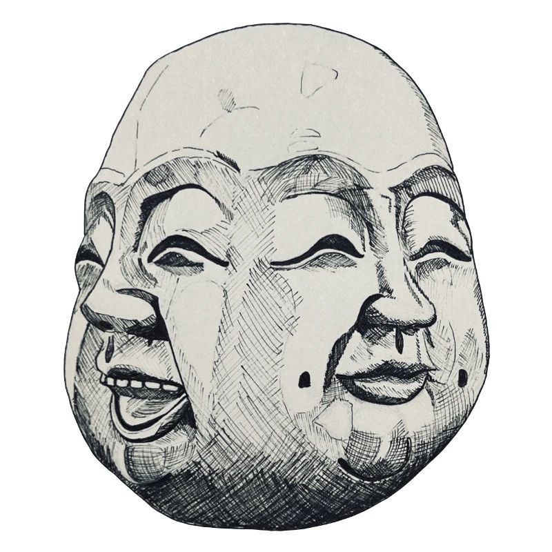 Buddha Head Four Faces Joy Contentment
