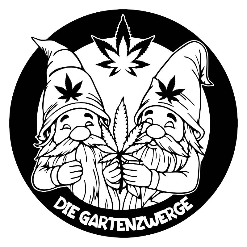 Kiffer Gartenzwerge mit Hanfblatt