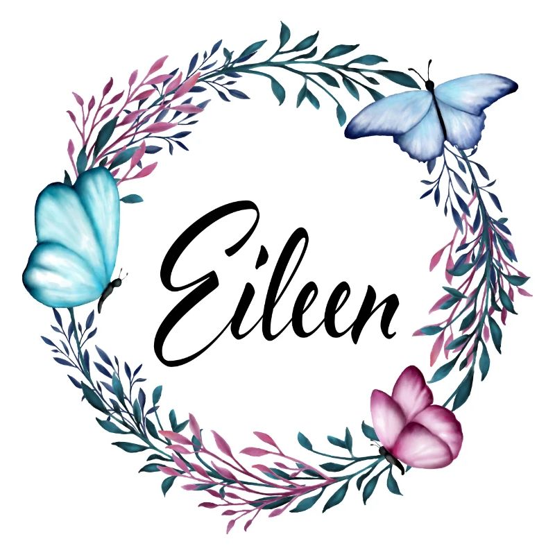 Eileen, name, lettering, flower wreath, gift