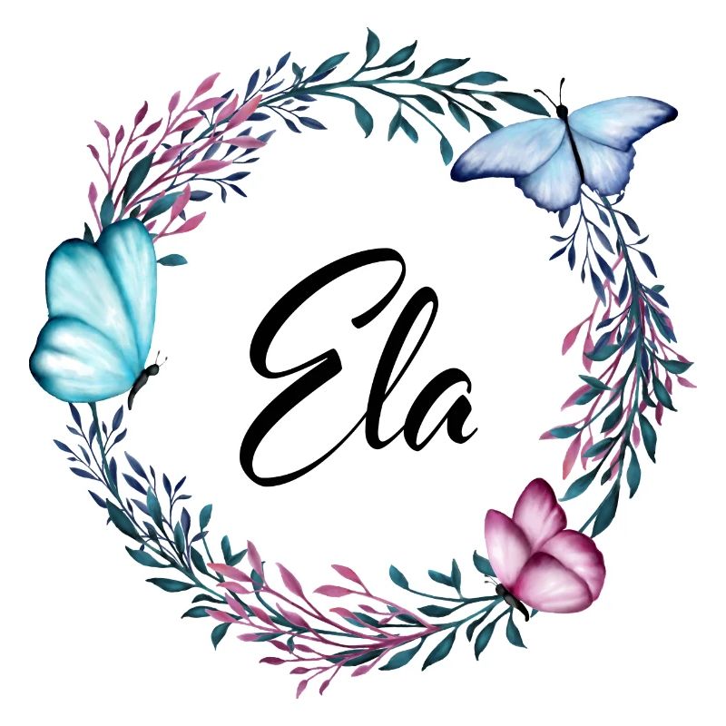 Ela, nom, lettrage, couronne de fleurs, cadeau