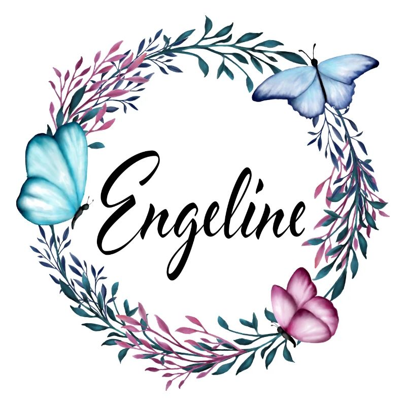 Engeline, nom, lettrage, couronne de fleurs, cadea