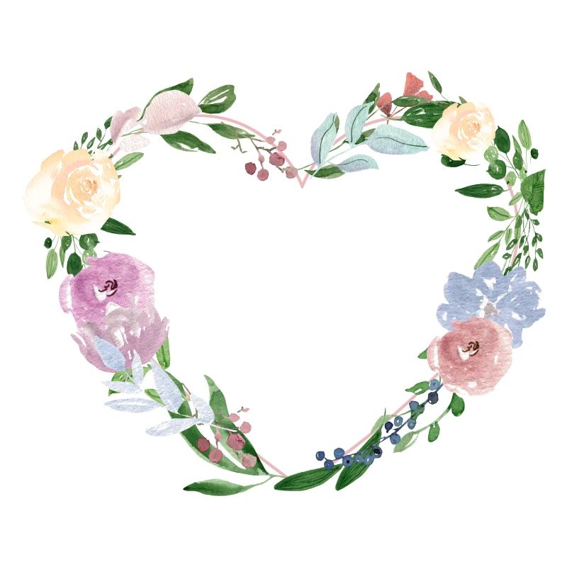 Heart Botany Flowers Customizable