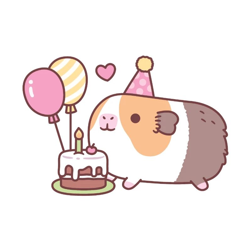 Cochon d’Inde mignon et gâteau d’anniversaire