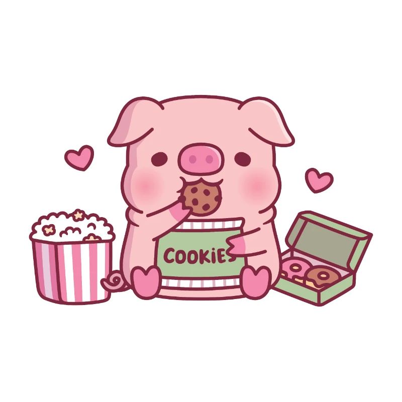 Mignon cochon grignotant des biscuits