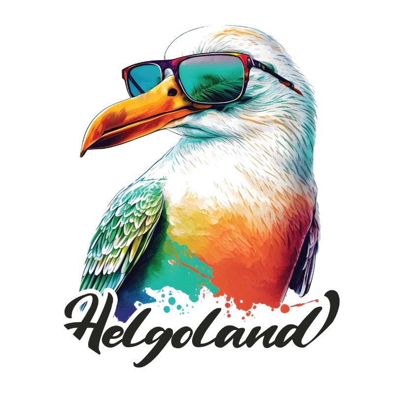 Helgoland Urlaub coole bunte Möwe mit Sonnenbrille