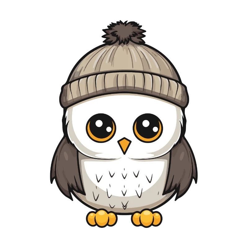 Owl Winter Comic Illustration