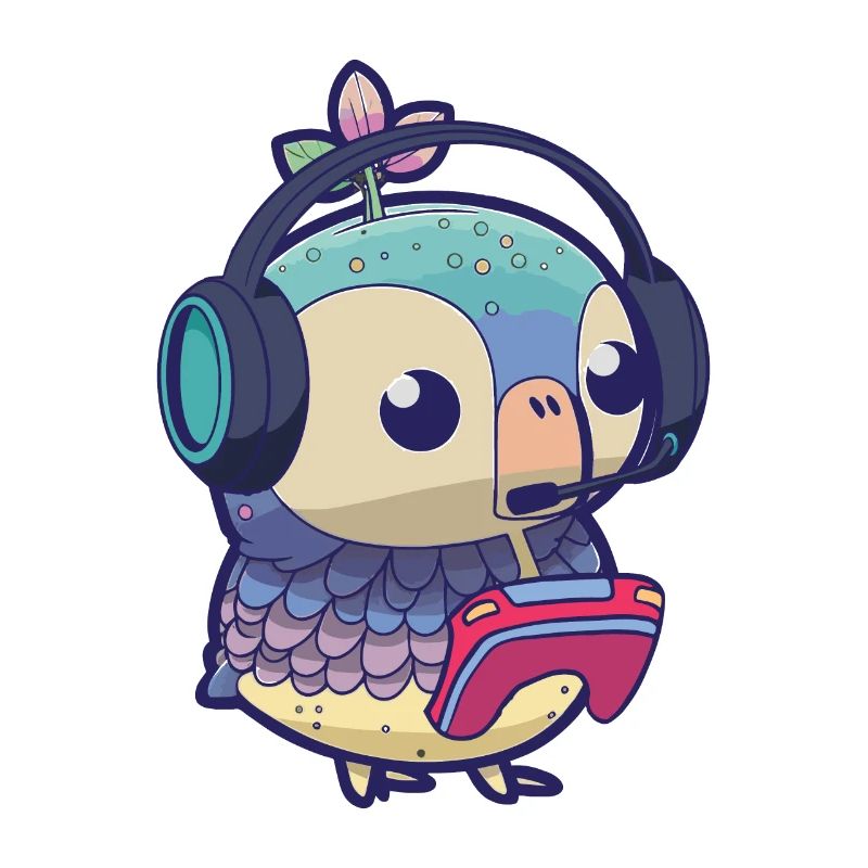 Spielen Sie Controller Gaming -Eule Mit Kopfhörern