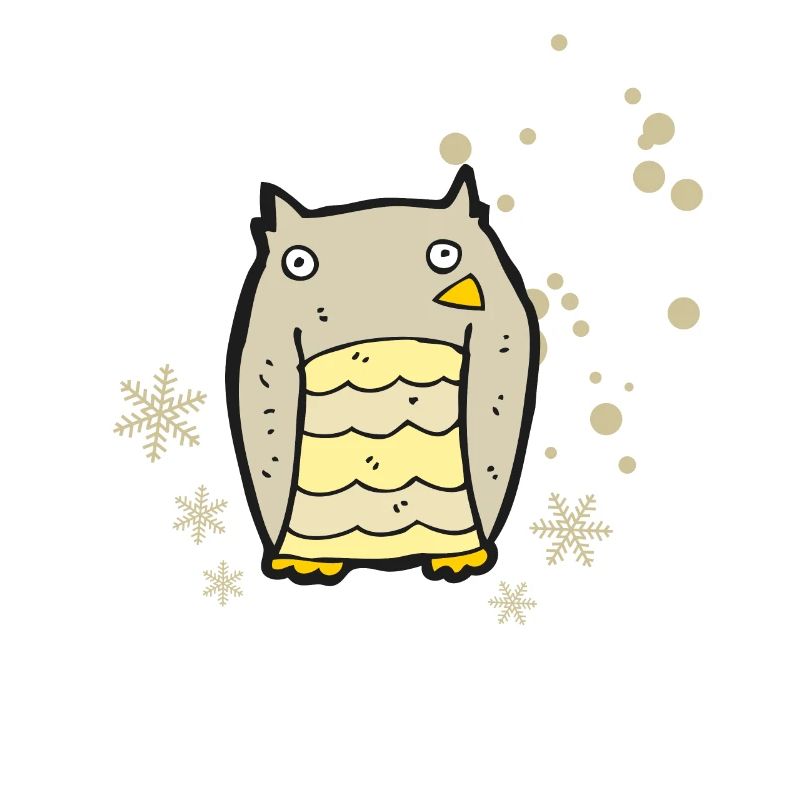 Chouette copieuse avec des flocons de neige