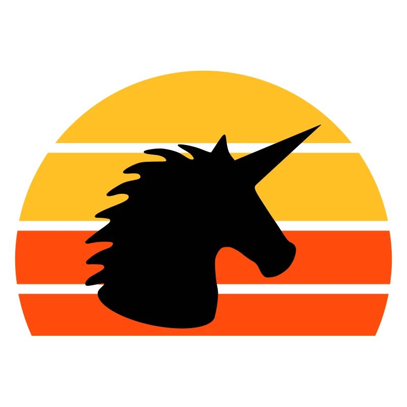 Unicorn in front of a half-sun