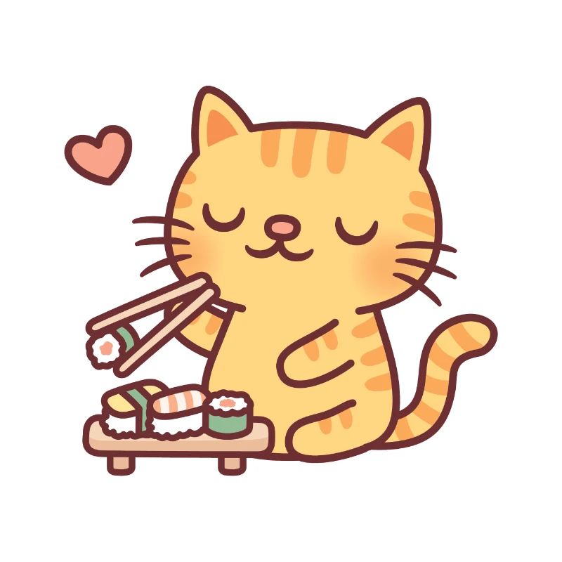 Mignon chat tabby aime les sushis