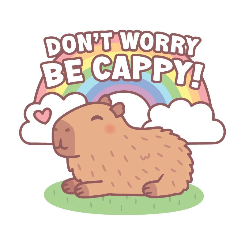 Süßes Capybara und Regenbogen, mach dir keine Sorgen, sei Cappy